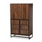 Baxton Studio Neil Modern Walnut Brown Finished Wood and Black Finished Metal Multipurpose Storage Cabinet 178-11215-Zoro - alternate 1